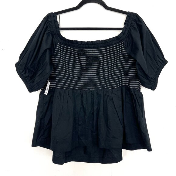 NWT Old Navy Black Smocked Bust Short Puff Sleeve Top 2X - Picture 5 of 5